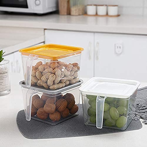 Uttarzone Set Of 3 Airtight Kitchen Fridge Organizer Storage Containers Set Plastic Food Storage Box With Lid And Handle  1100M