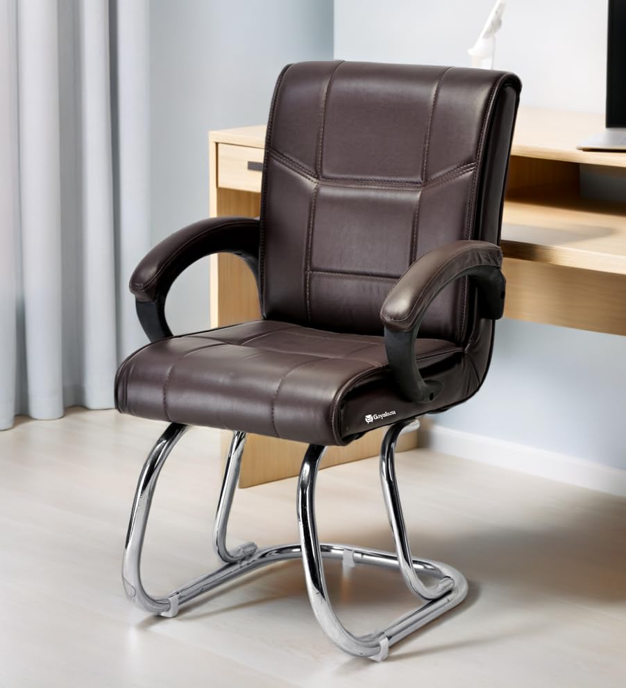 Goyal steel & furniture Executive Office Visitor Chair Home Study Reception School Chair with arm Rest and Cushioned seat Back C
