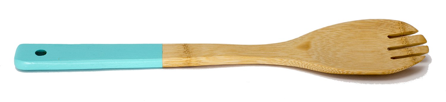 Home Basics Bamboo Cooking Utensils Set With Color Handles, 6-Piece, 2.5'' X 12'' X .25''