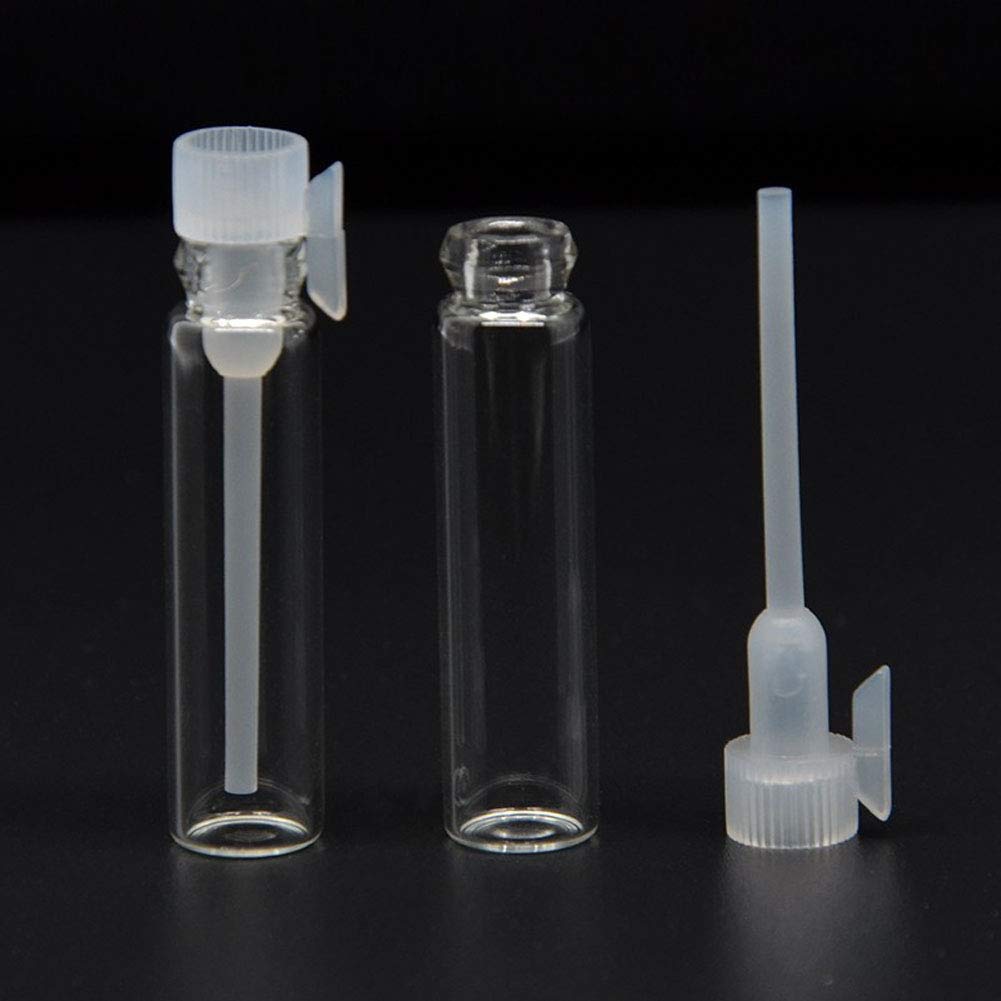 Teensery 100 Pcs Empty Perfume Sample Bottles Mini Glass Refillable Sample Vial Containers With Clear Cap For Aromatherapy, Esse