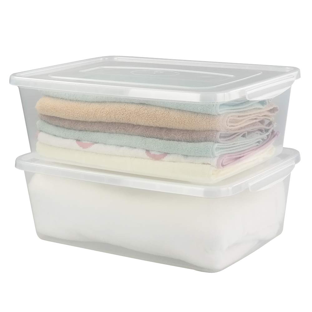 Anbers 16 Quart Clear Latching Storage Containers With Lid, Plastic Storage Box, 2 Packs
