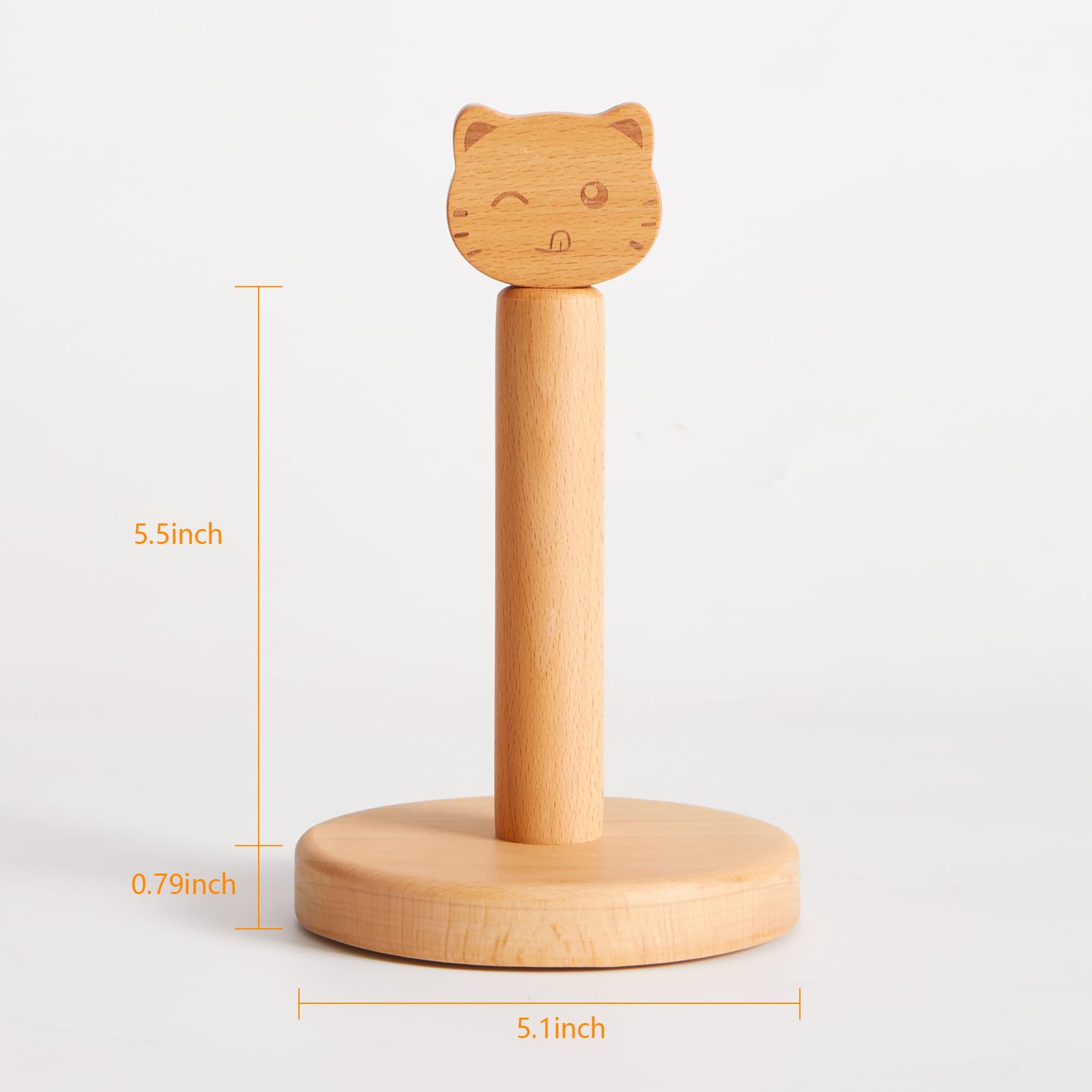 Vinoil Toilet Paper Holder Stand, Cute Cat Design Wooden Toilet Paper Holder Free Standing, Decorative Toilet Roll Holder, Scrun