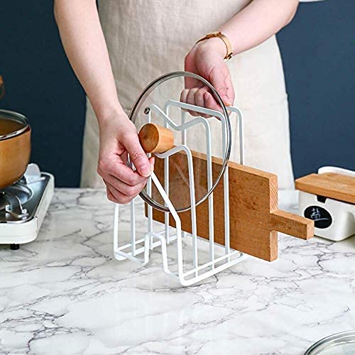 Linfidite Cutting Board Rack Chopping Board Organizer Stand Holder Kitchen Countertop Pots Pan Lids Rack Organizer Flat Steel 4.