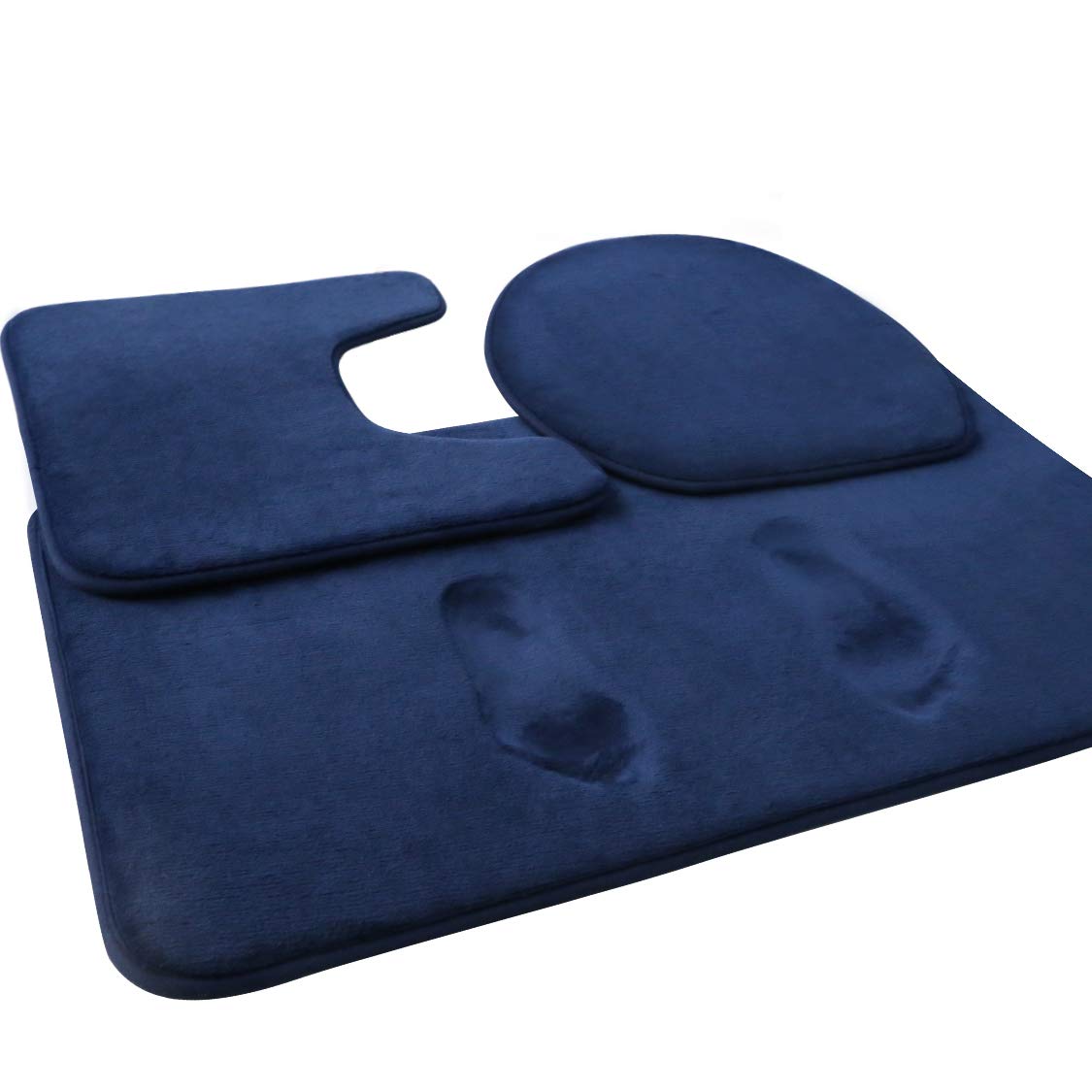 Feelso Memory Foam Bath Mat, 3 Piece Rugs Soft Non Slip And Absorbent Bathroom Carpet, 20X31 Inches Floor Mat, 20X22 Inches U-Sh