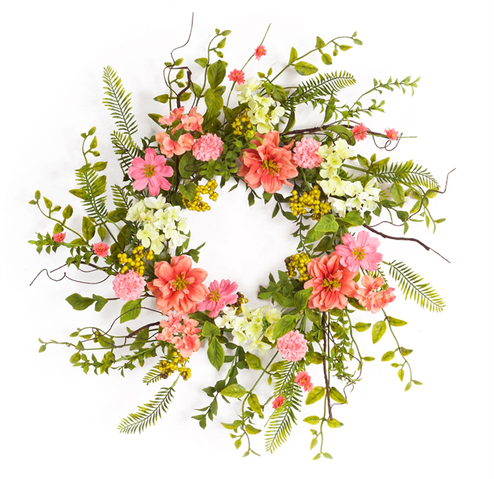 27 Pink and Green Spring Berry Artificial Wreath