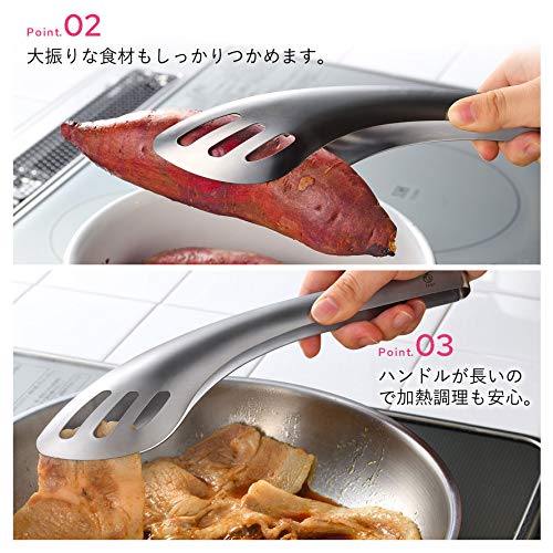 Oaks Leye Scoops Sauce And Grabbing Meat, Gassili Tongs, Made In Japan