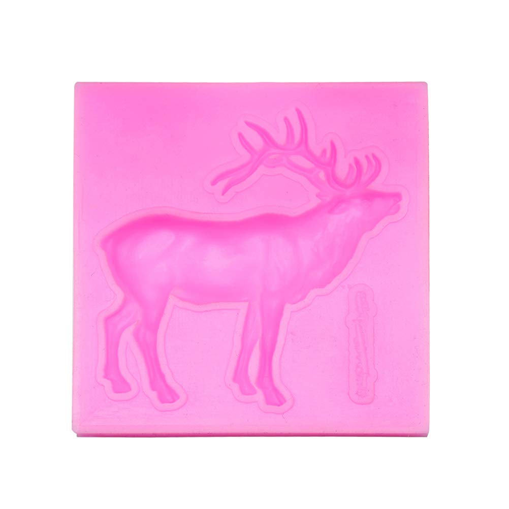 Doitool Chocolate Molds Christmas Silicone Mold Soap Chocolate Candy Fondant Cake Mold Deer Elk Shape Kitchen Baking Tool () Res