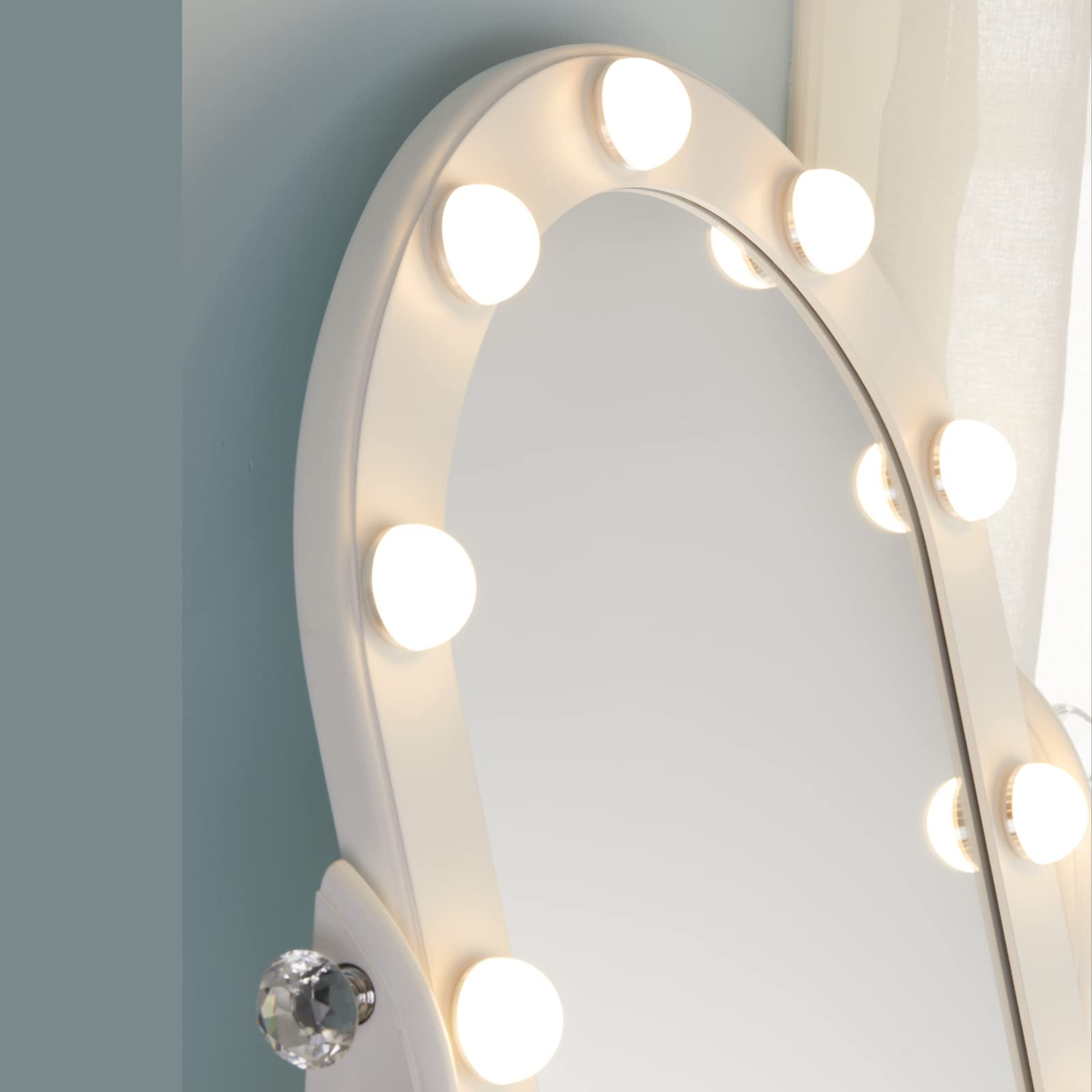 LUXFURNI Vanity Mirror with Lights, 13 LED Lights Makeup Mirror Smart Touch Control Dimmable 3 Color Modes, 90Rotation, White