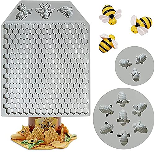 Cestony 3Pcs Bumble Bee Honeycomb Silicone Molds For Diy Cake Fondant Biscuit Cookies Sugar Pudding Chocolate Hard Candies Desse