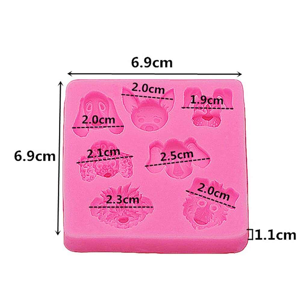 Cute Mini Dog Head Shape Set Silicone Mold For Handmade Diy Resin Jelly Shots Epoxy Gum Paste Fondant Jello Pendant Cake Topper