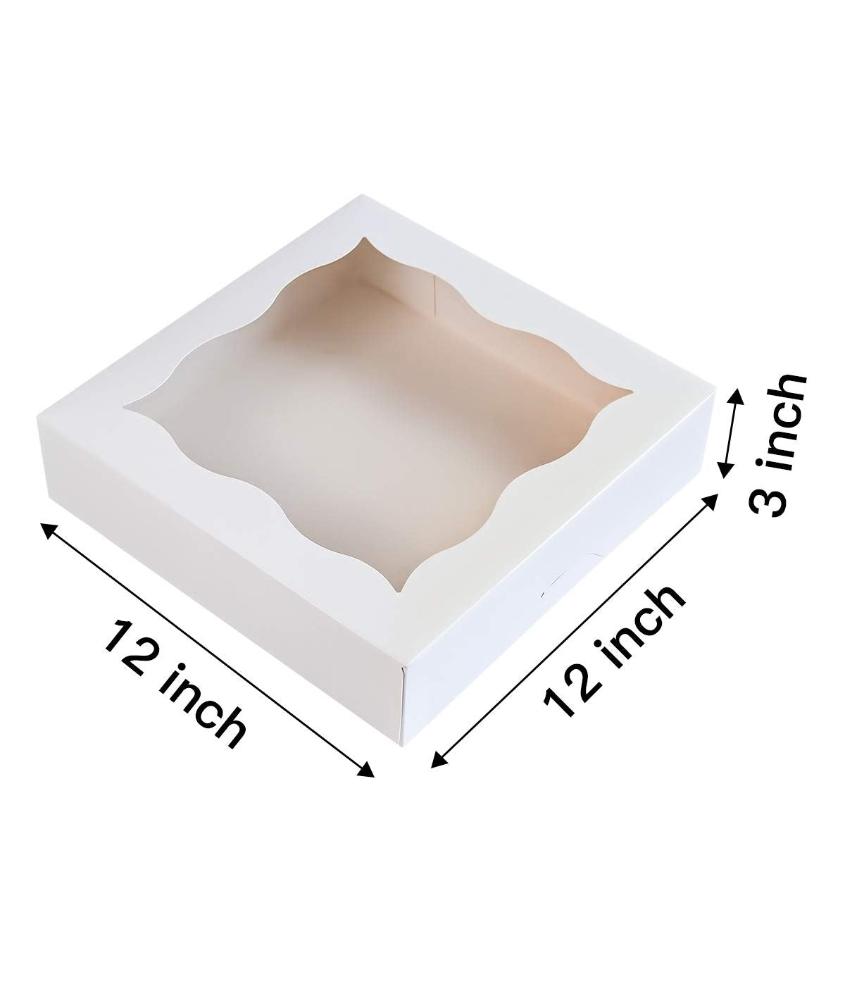 Cherry 15-Pack 12''X12''X3''White Bakery Boxes With Pvc Window For Pie And Cookies Boxes Large Natural Paper Box,Pack Of 15