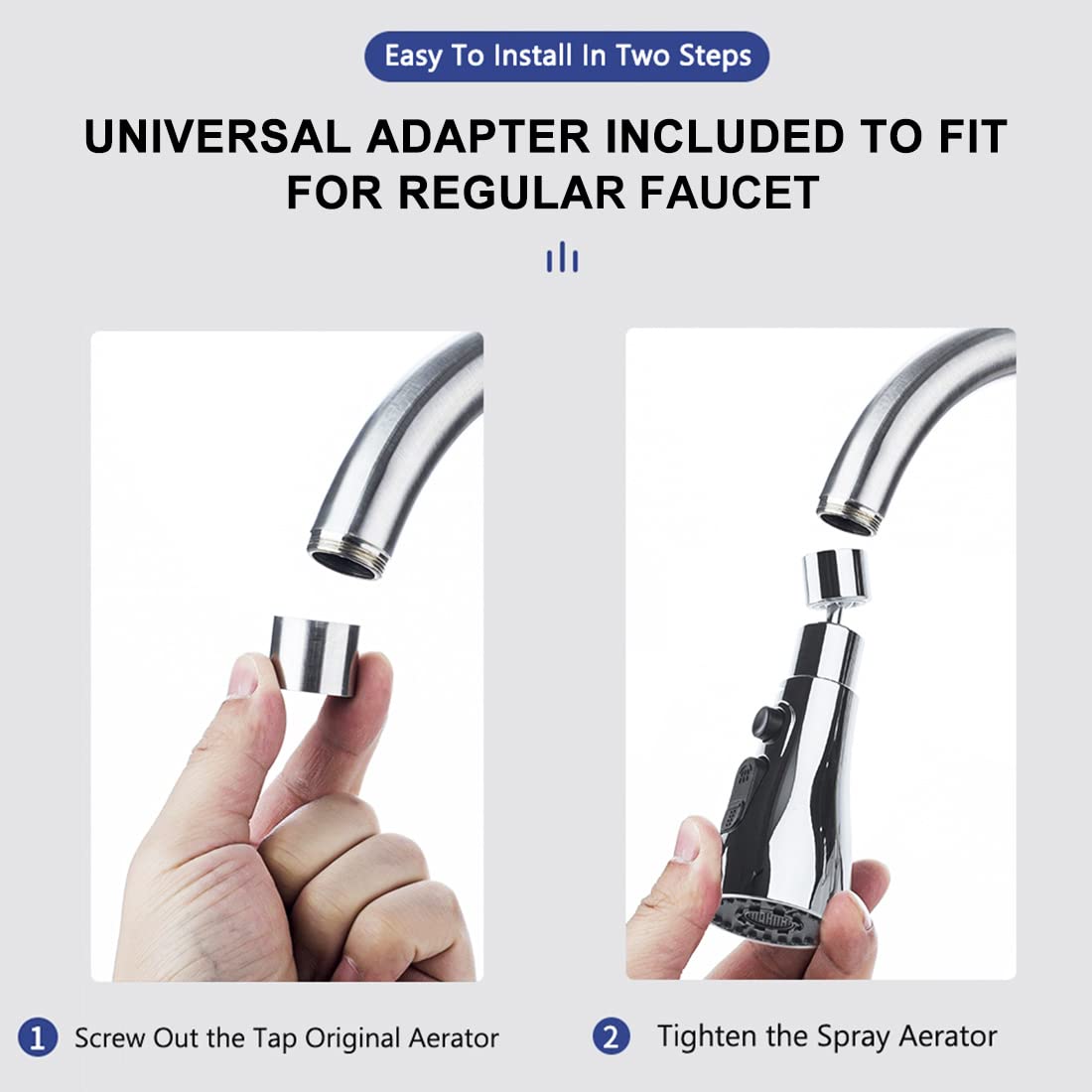 Universal Kitchen Faucet Head Sink Aerator Faucet Replacement Parts Pull Down Faucet Sprayer Head Big Angle Rotatable Anti -Spla