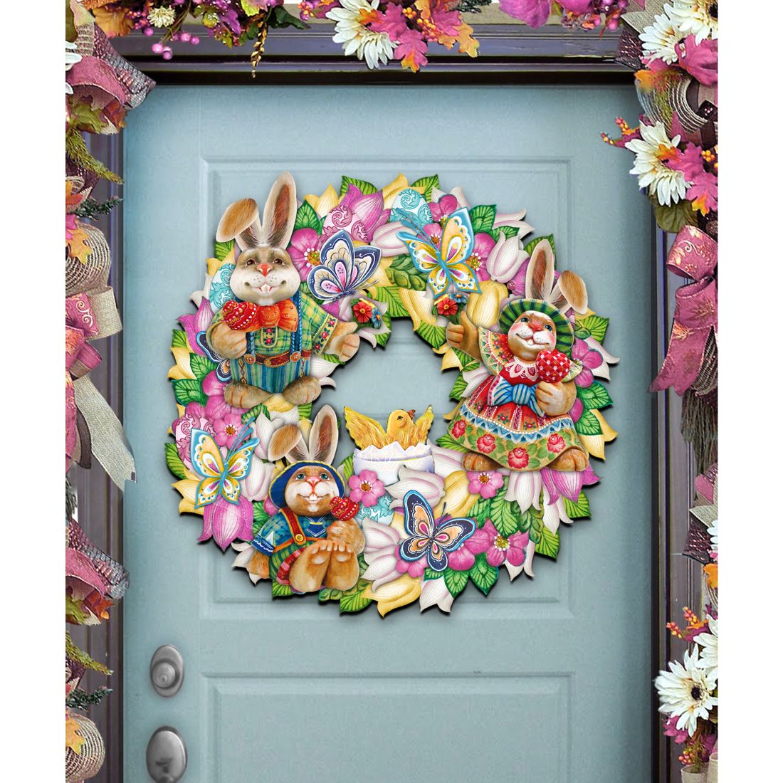 Easter Family Holiday Door Wreath by G. DeBrekht - Easter Spring Decor - 8185301-3H