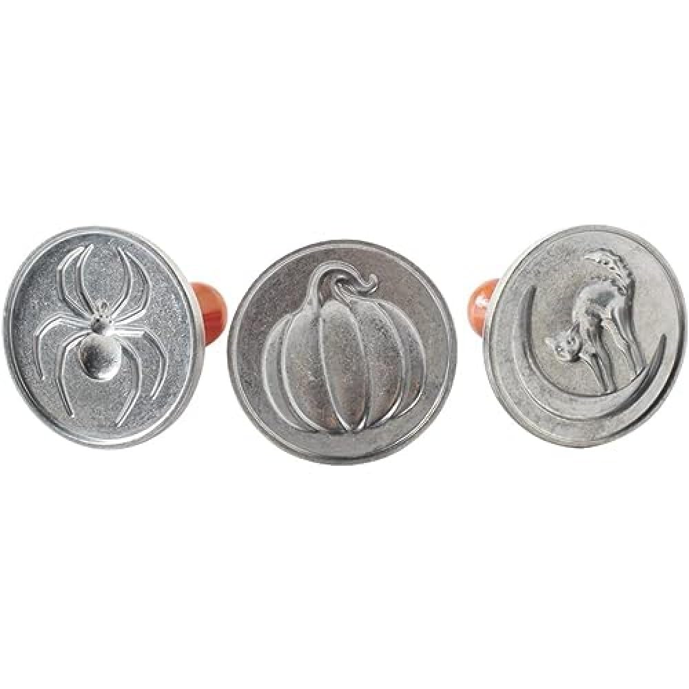 Nordic Ware 1260 Spooky Cast Cookie Stamps, 3-Inch Rounds, Silver