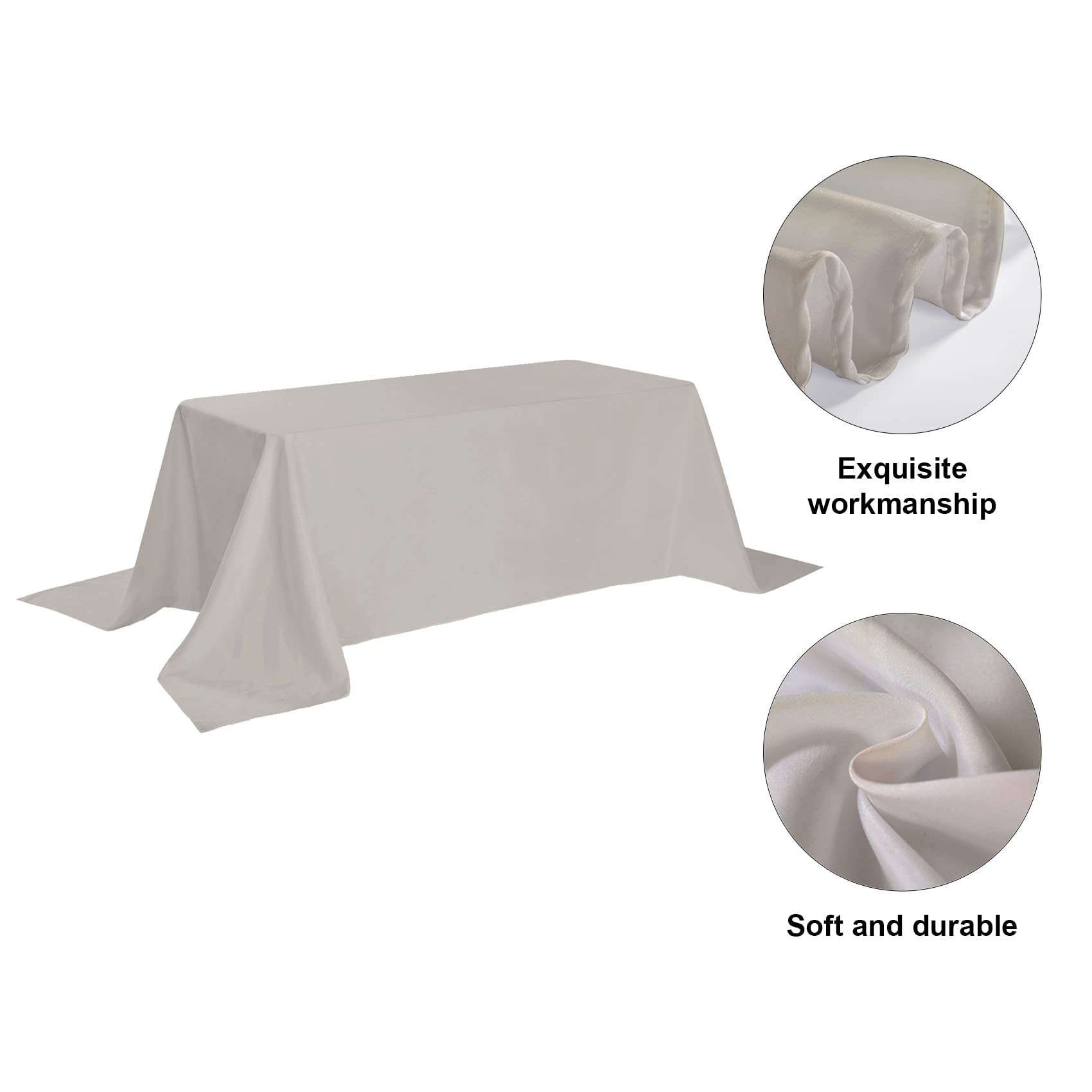 Rectangle Tablecloth - 90X132 Silver Tablecloth - Stain And Wrinkle Resistant Washable Polyester Table Cloth, Decorative Fabric