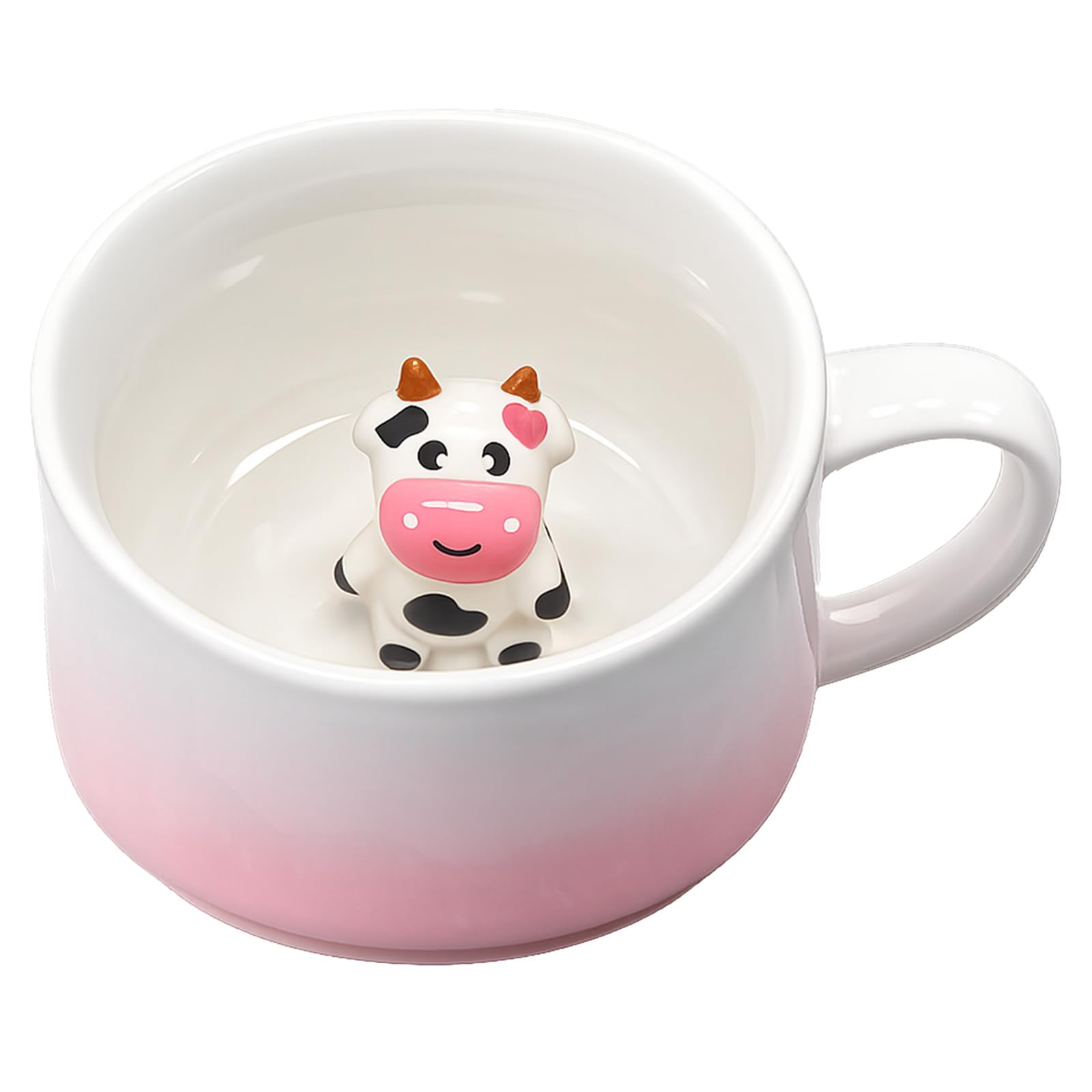 11 oz Cute Cow Coffee Mug  Gradient Ceramic Cup with Hidden Cow Figurine Surprise, Kawaii Animal Tea Mug for Gifts, Home Decor,