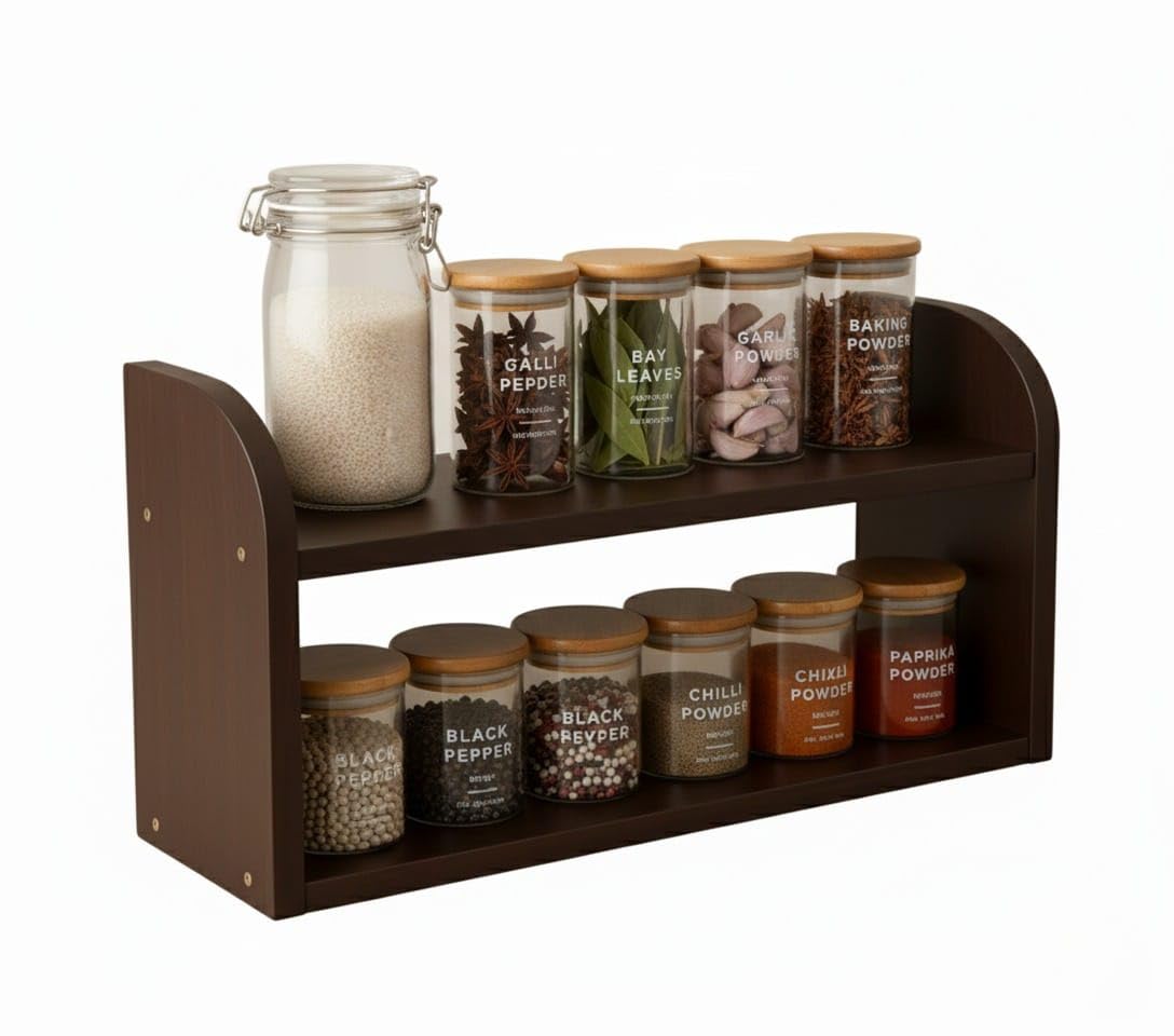 Firebees Modular Kitchen Organizer Rack | Masala Stand For Kitchen Corner | Wooden Rack For Kitchen Storage | Kitchens Rack Stan