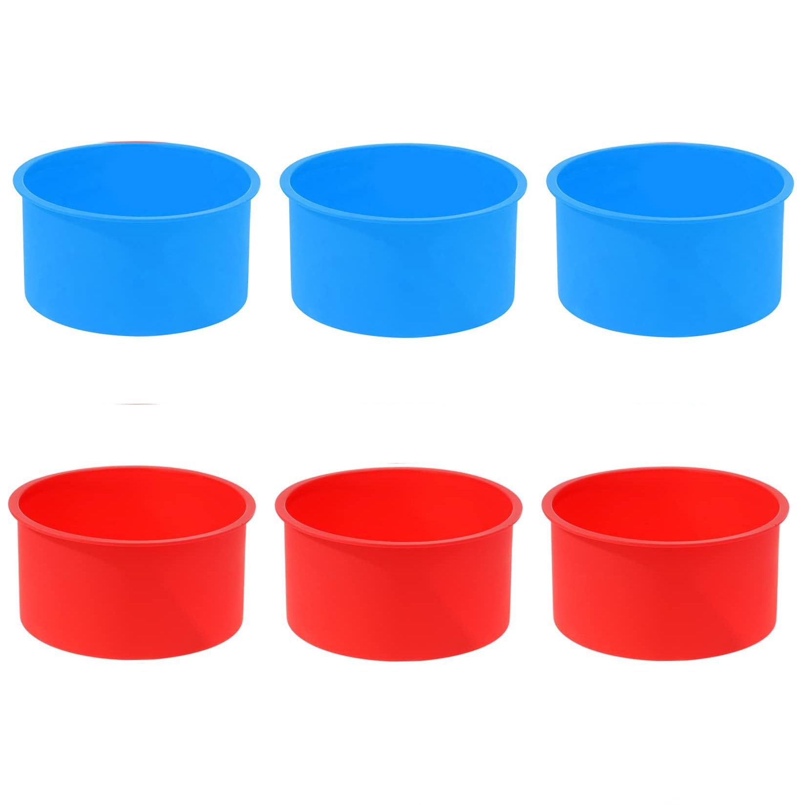 mifengda 6pcs Silicone Cake Mold Baking Round Cake Molds 4 Inch NonStick Baking Pan Kitchen Silicone Cake Molds for Baking(Red 
