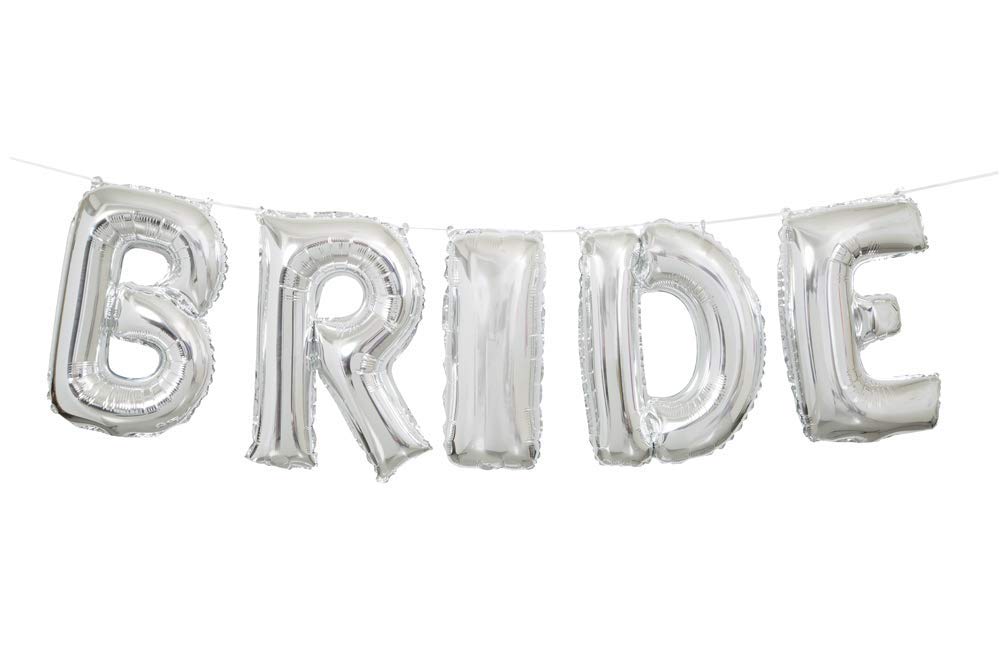 Stunning Silver ''Bride'' Foil Letter Balloon Banner Kit - 14'' - Premium Quality & Durable Material, Ultimate Decoration For We