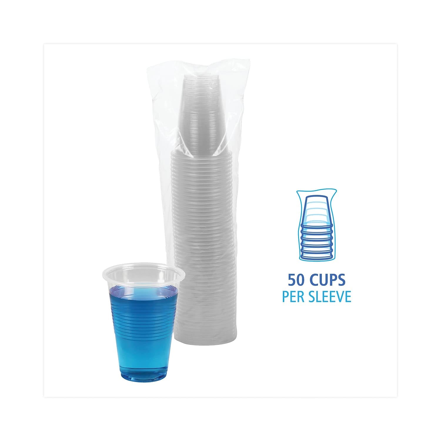 Boardwalk Transcup16Pk Translucent Plastic Cold Cups, 16Oz, 50/Pack