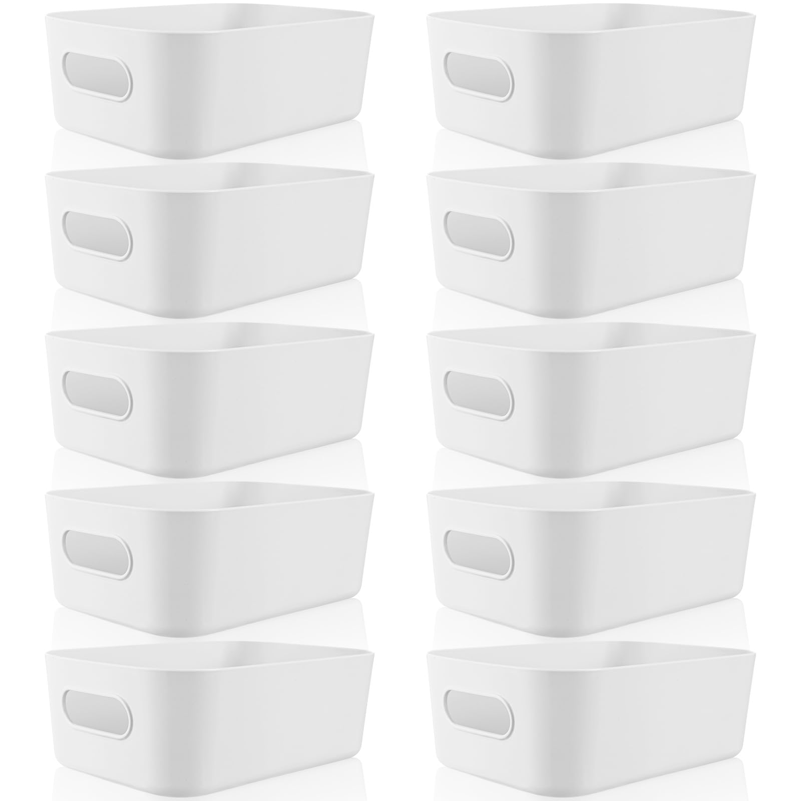 Zopeal Plastic Storage Bins 10 Pcs White Storage Bin Pantry Organizer Bins Small Storage Baskets Storage Containers For Home(12
