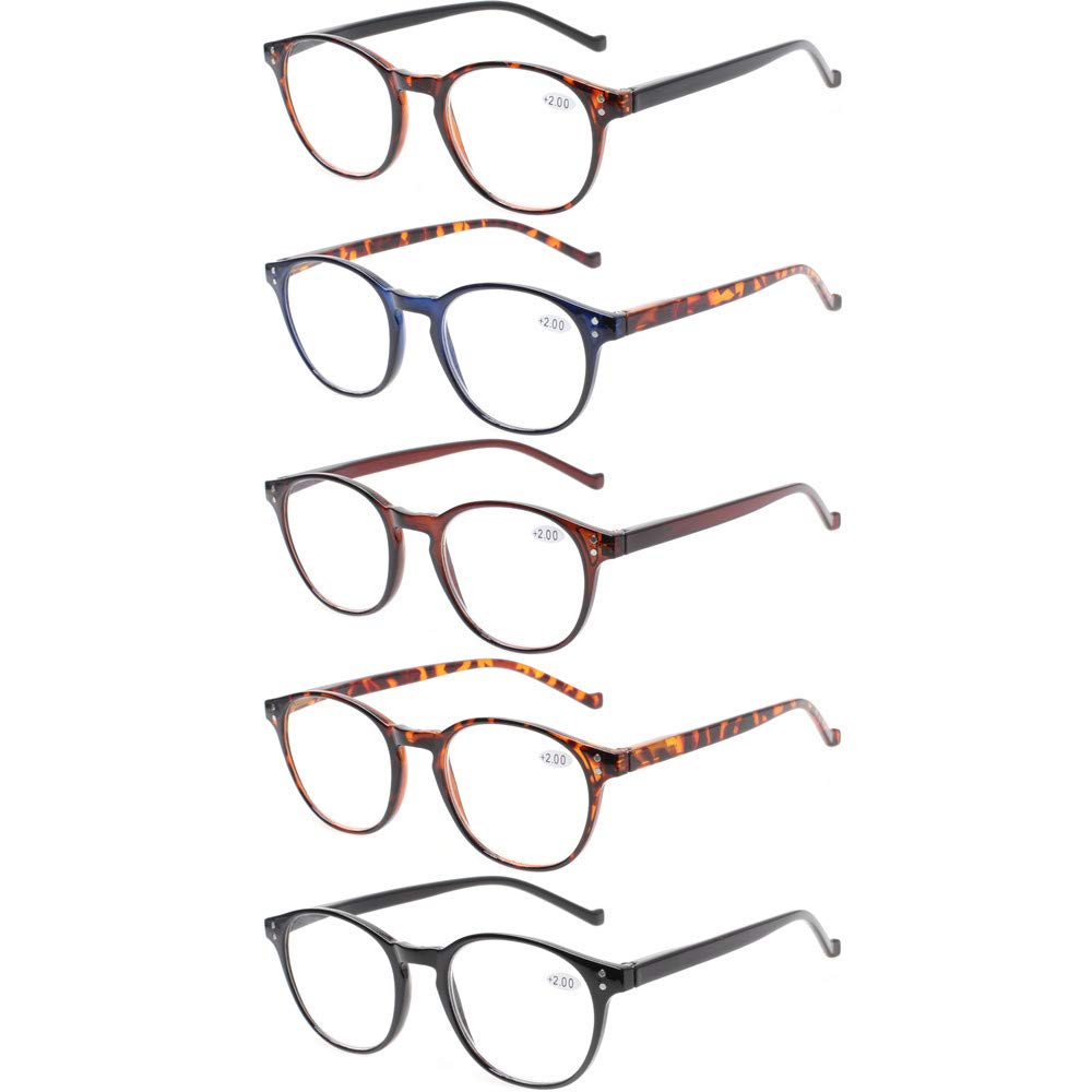 Norperwis 5 Pairs Reading Glasses - Standard Fit Spring Hinge Readers Glasses For Men And Women (5 Pack Mix Color, 150)