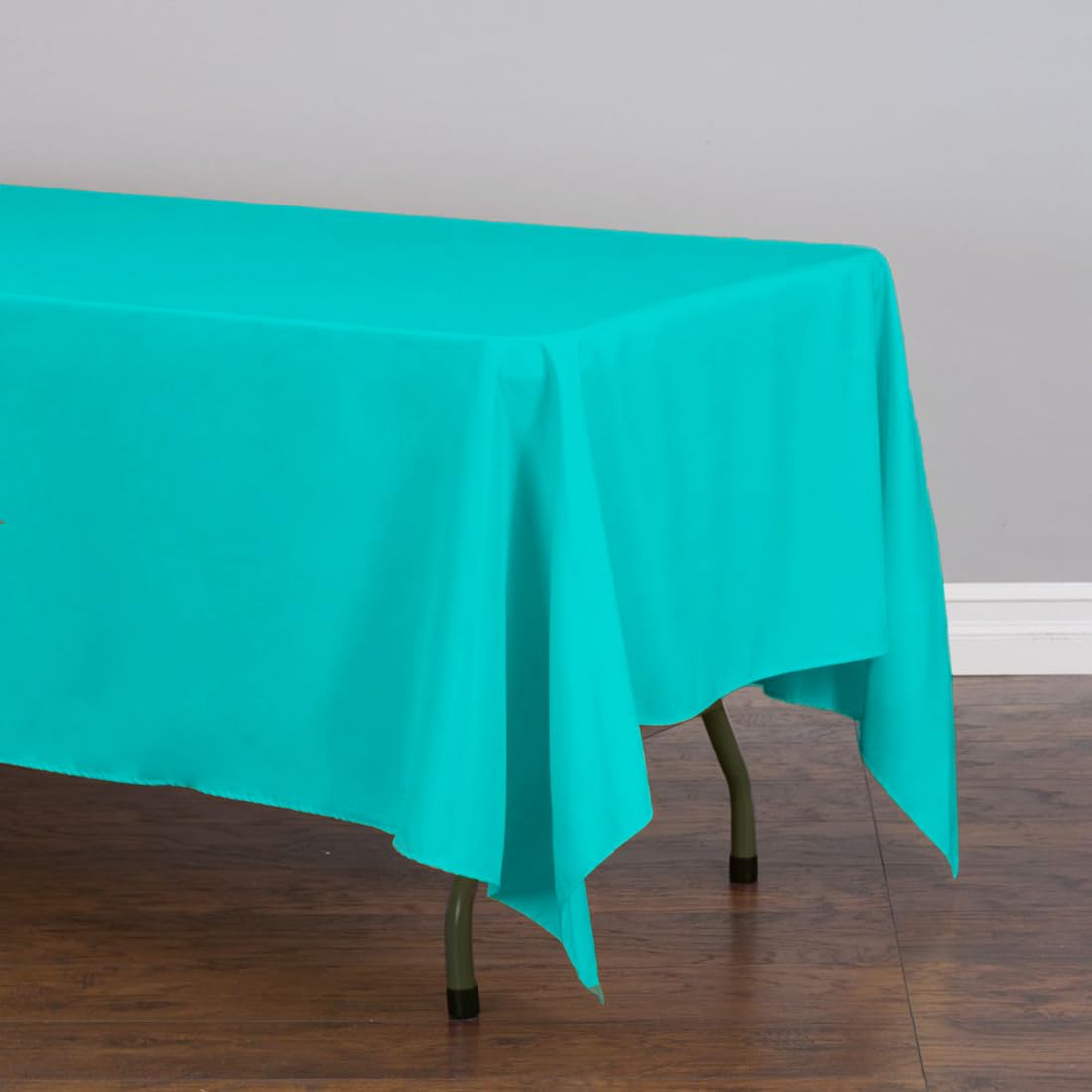 Ltc Linens 2 Pack Turquoise Rectangular Tablecloths 70 X 120 Inches For 6 Or 8 Feet Rectangle Banquet Tables With Half-Drop -Sta