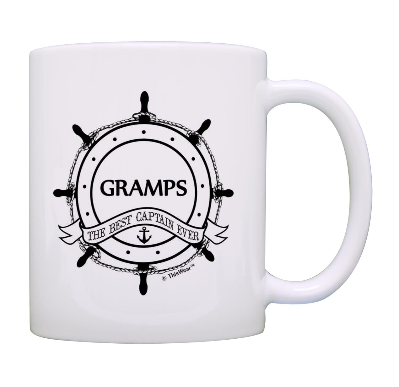 ThisWear Father 's Day Gift for Grandpa Gramps Best Captain Ever Nautical Gift 11oz Ceramic Coffee Mug with Handle