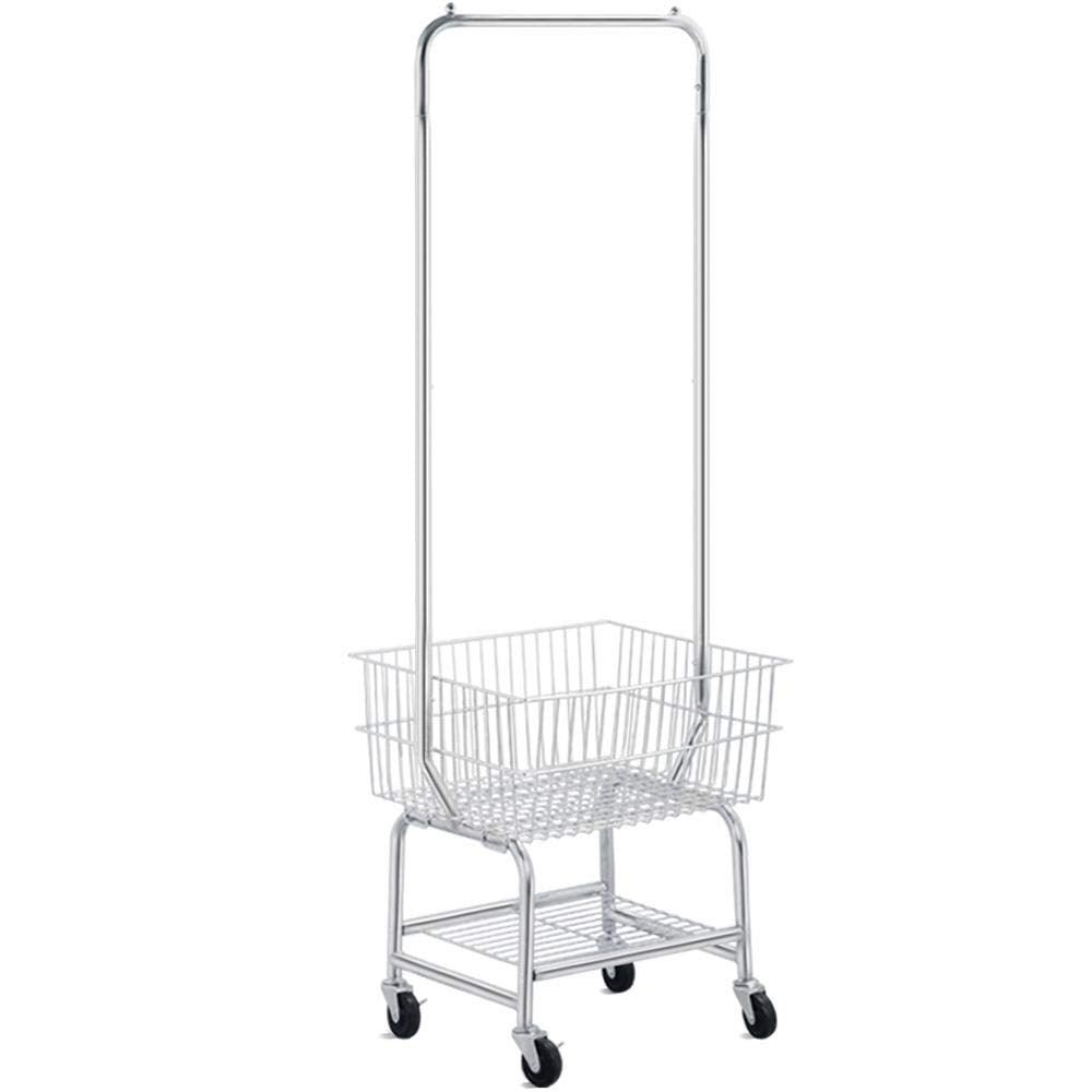 Go2Buy Standard Commerical Laundry Bulter Rolling Laundry Cart With Hanging Bar, Silver