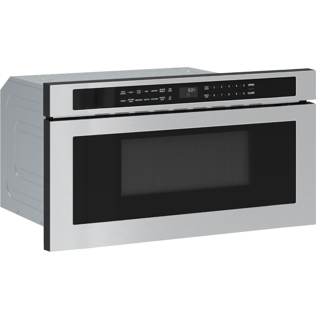 Zephyr 30 inch Built In Drawer Microwave Oven Under Cabinet - Integrated, Wall Mount, Under Counter Pull Out Microwave Drawer 1.