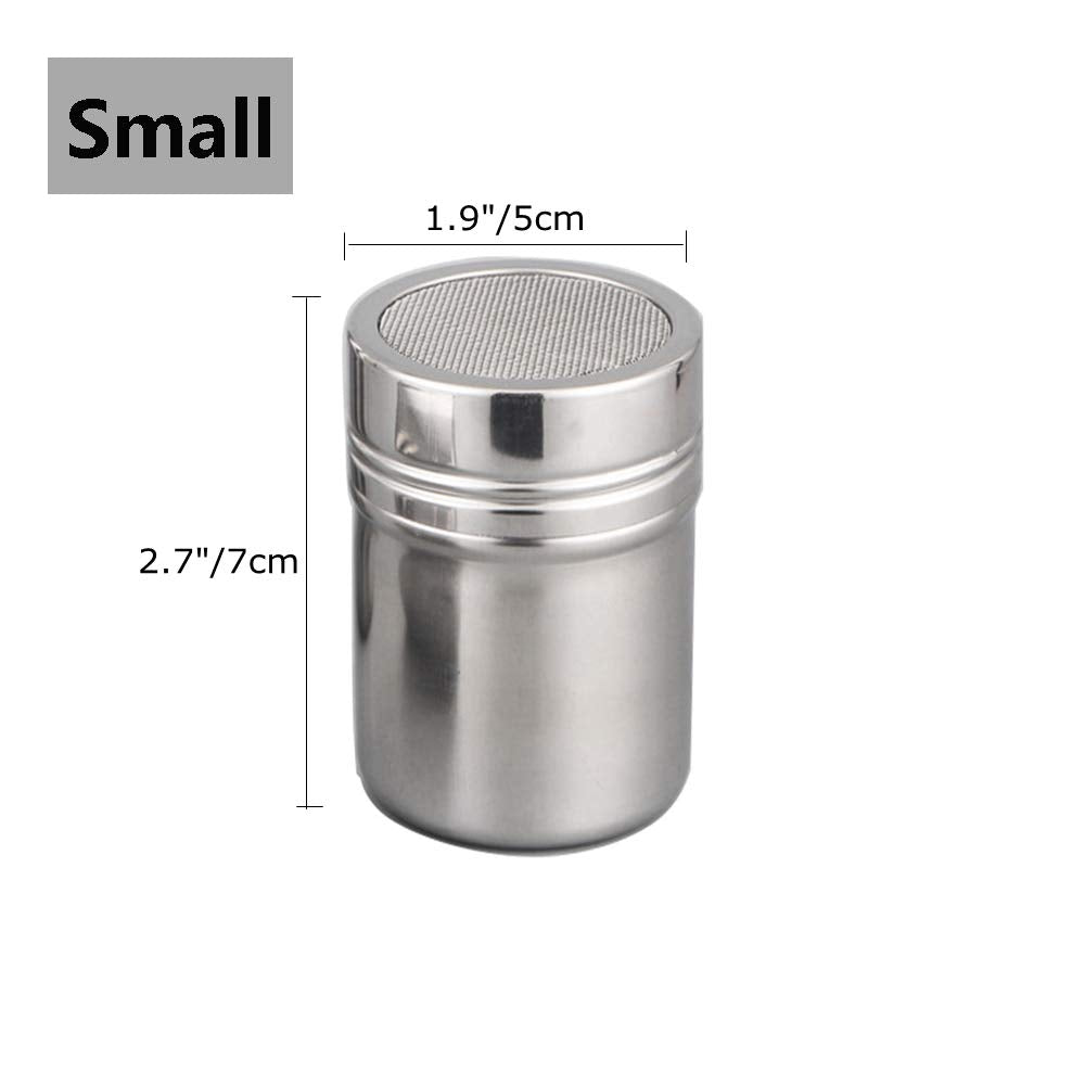 Powder Shaker With Lid,Stainless Steel Fine Mesh Shaker, For Sifter Cocoa,Cinnamon Powder,Icing Sugar,Chocolate Coffee (6 Pcs Sm