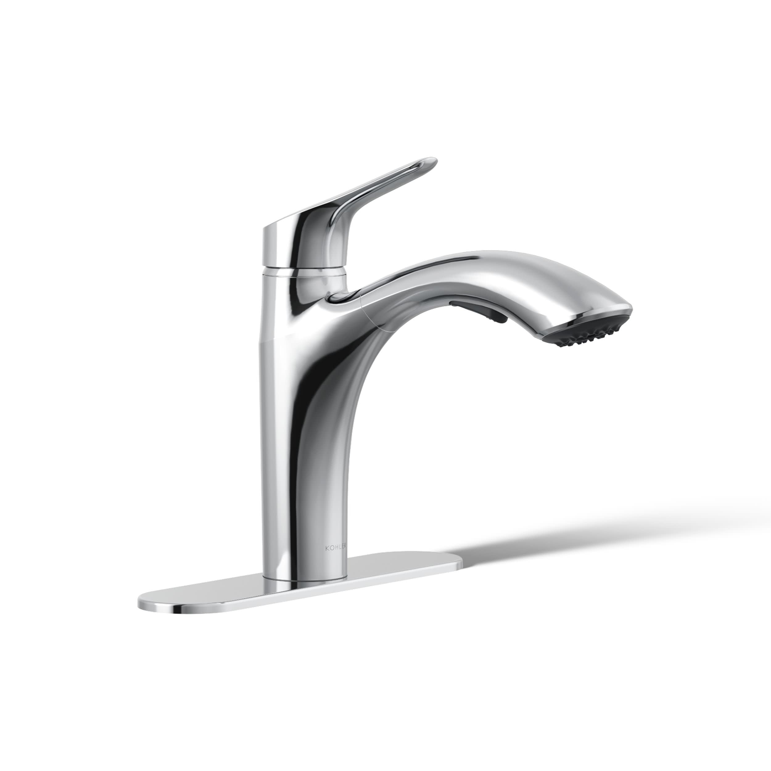 KOHLER 30468-CP Rival Single Handle Pull-Out Kitchen Sink Faucet, 1.5 GPM, High-Arch Swing Spout, Two-Function Sprayhead, Polish