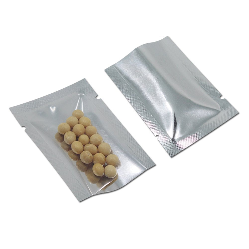 Silver Aluminum Foil Pouch Heat Seal Front Window Plastic Mini Open Top Flat Vacuum Packaging Mylar Bag Food Small Sample Mylar