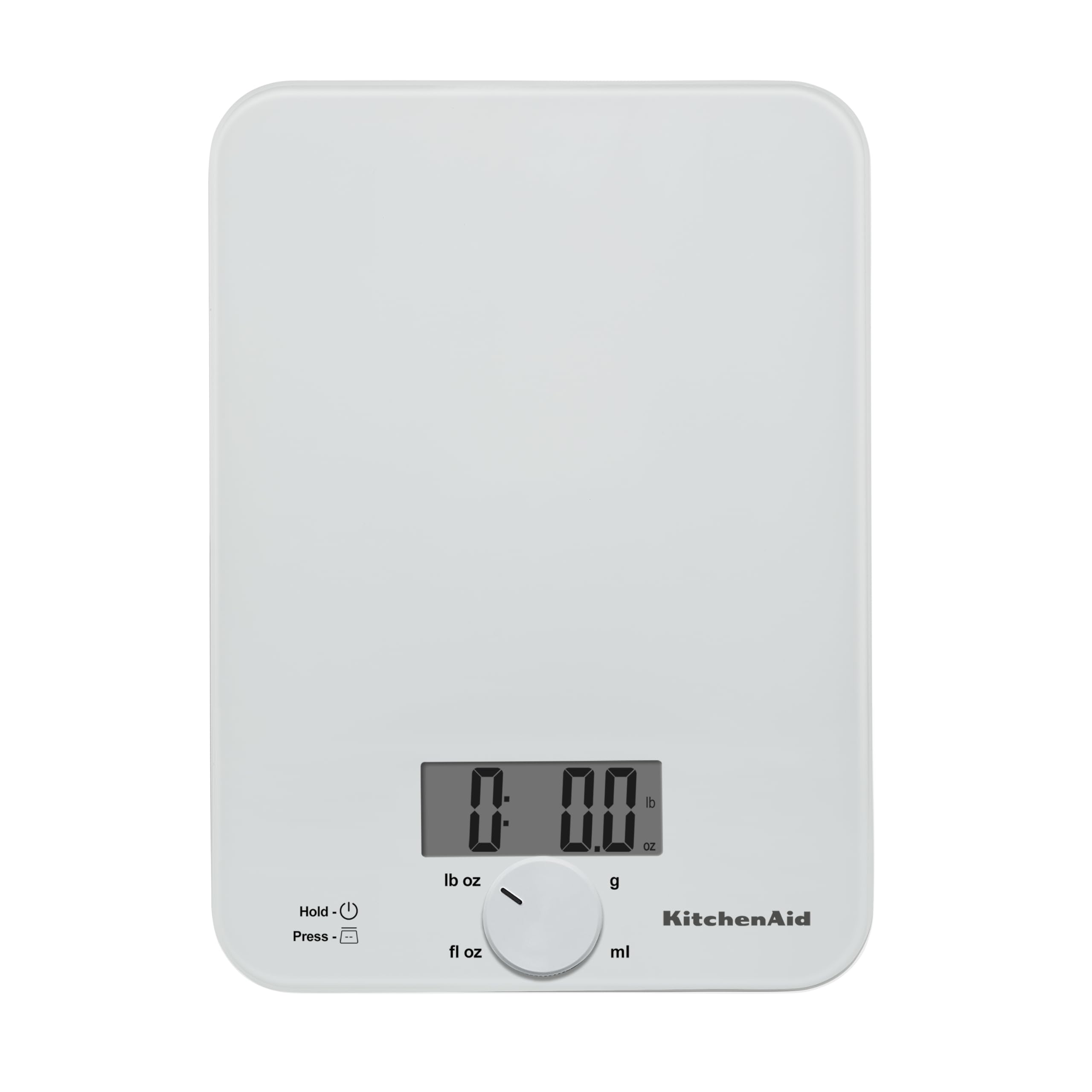 KitchenAid KQ914WH Glass Surface 11 Pound Capacity Digital Kitchen and Food Scale, Scale for Food Ounces and Grams, Dry and Liqu