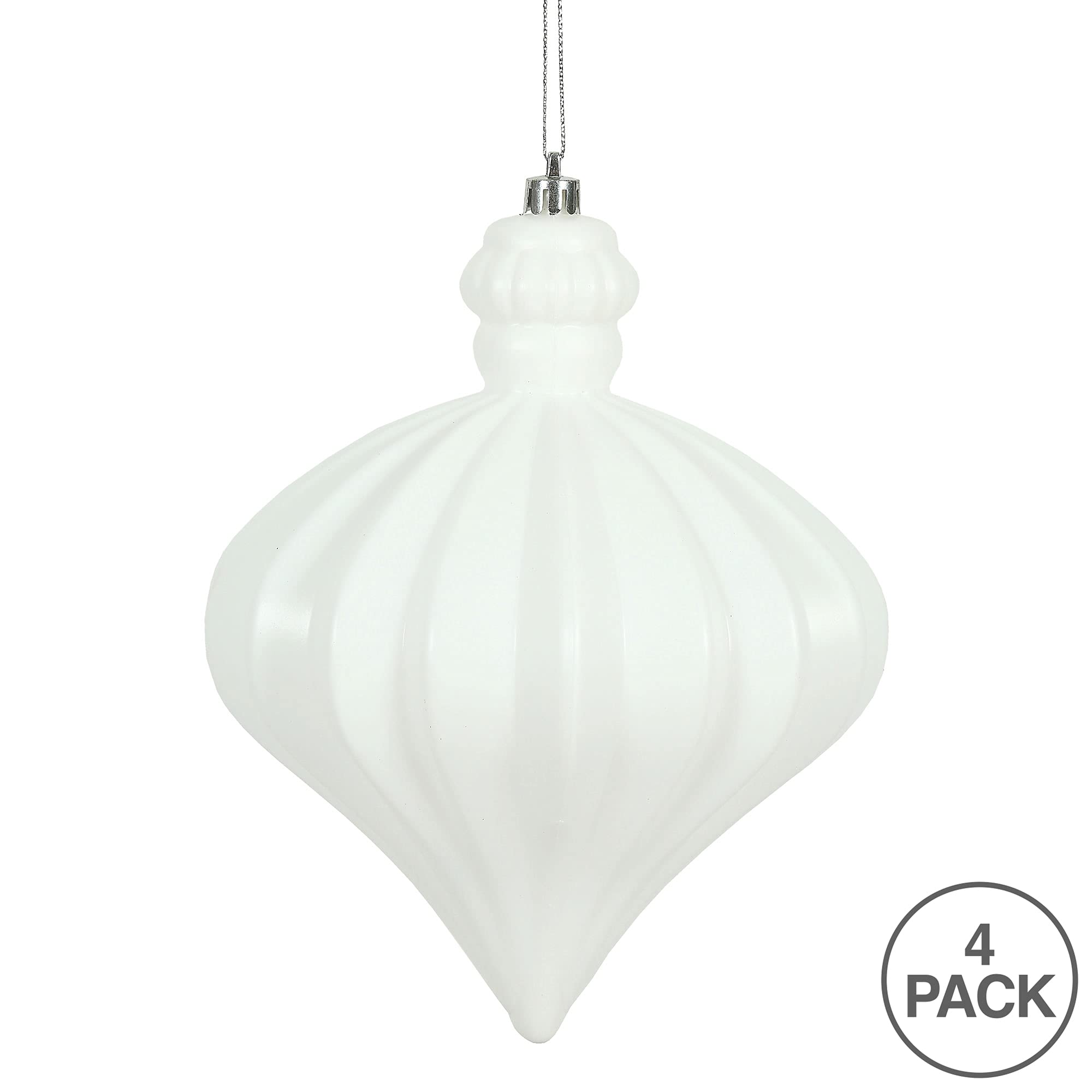 Vickerman 6 White Matte Onion Drop Christmas Ornament, 4 per Bag