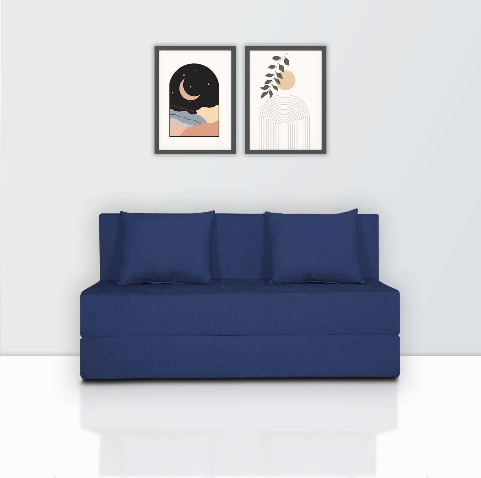 Adorn India Easy 2 Seater Sofa Cum Bed (Alyn Pattern) Size 4 X 6 Ft (Blue Color) (1 Year Warranty)