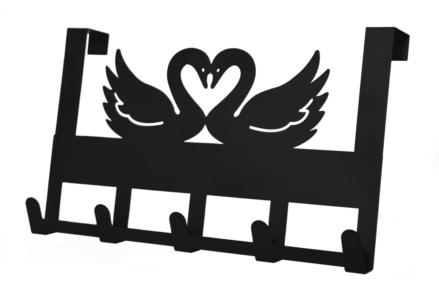 Mango Steam Over-The-Door Organizer Hanger For Towels, Hats, Hoodies, Coats, Backpacks, & Keys (Swan, Black)