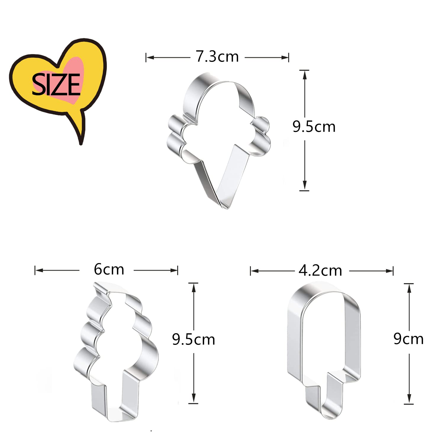 Ice Cream Cookie Cutters, Summer Ice Cream Cone Cookie Cake Mold Bakery Supplies, Stainless Steel Metal Molds Cutters For Making