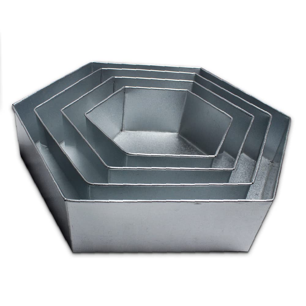 Novelty Cake Pans For Birthdays, Parties, Anniversaries & Other Special Occasions (Hexagonal), Silver, Small- Large