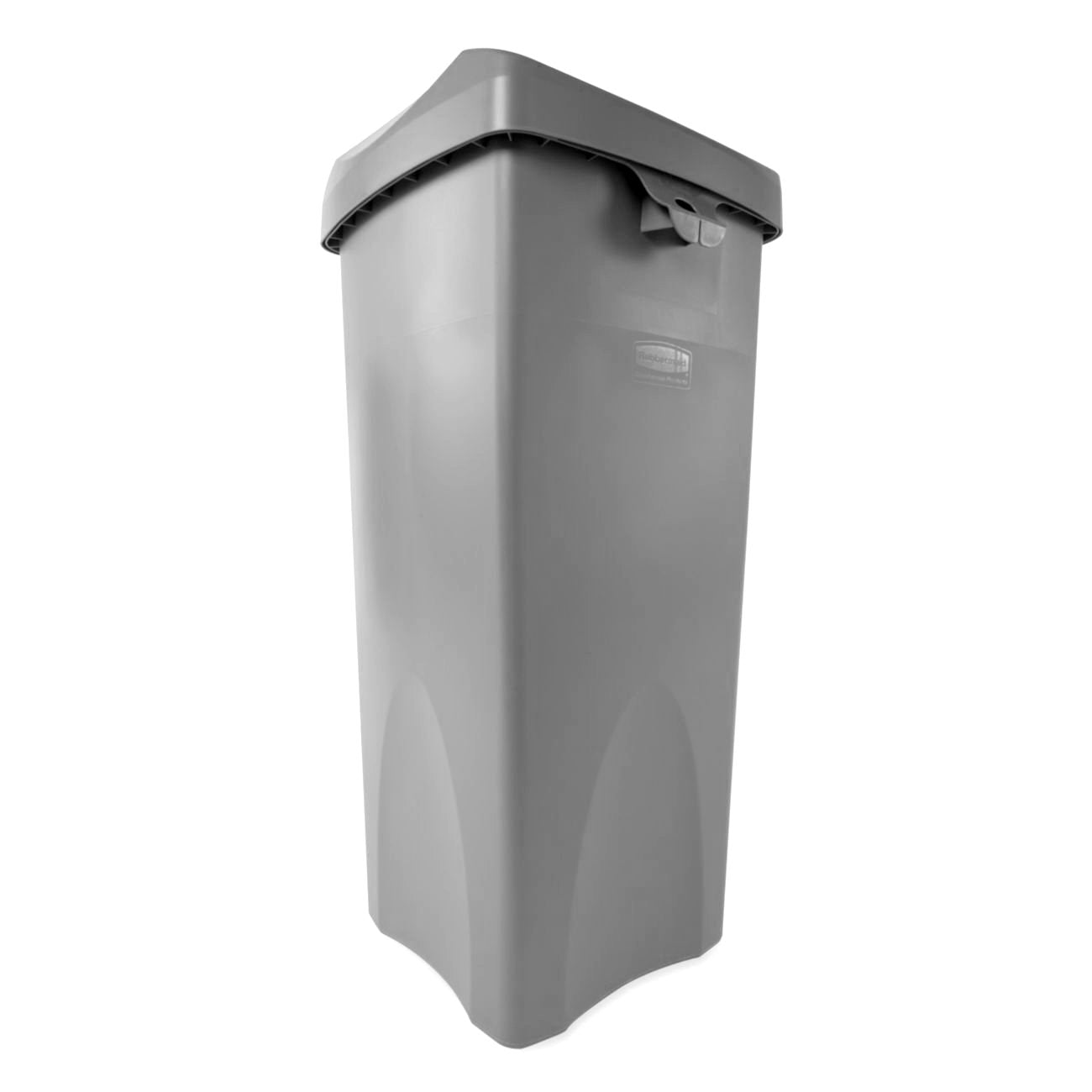 Rubbermaid Commercial Products Square Trash/Garbage Container With Untouchable Swing Top Lid, 23-Gallon, Perfect For Outdoor/Res