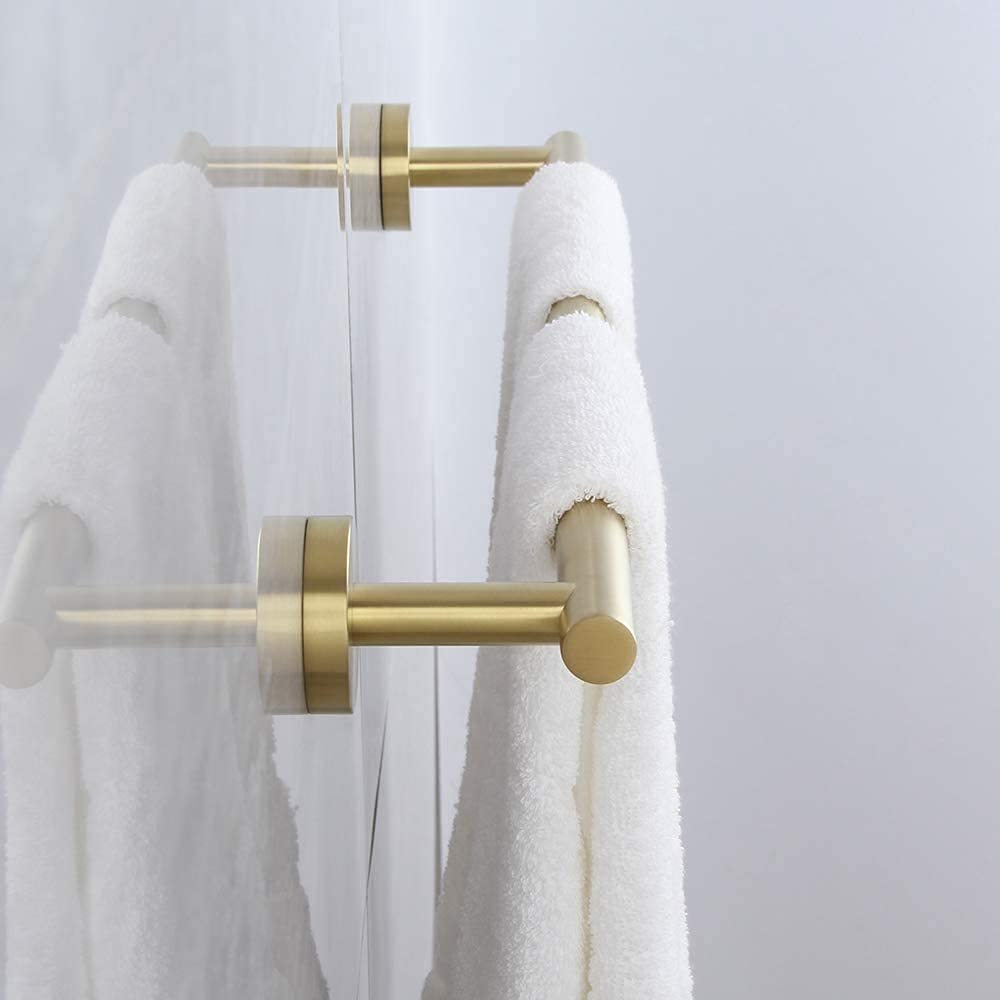 Cilee 2 Pieces Brushed Gold Bathroom Towel Bar  24 Inch Double Towel Racks Bathroom Towel Holder Towel Hanger for Bathroom Stainless Steel Wall Mount