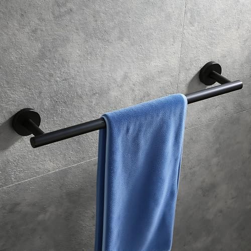 Miyili Matte Black 15.75'' Towel Bar SUS 304 Stainless Steel Towel Holder for Bathroom or Kitchen Wall Mount  A01B40A