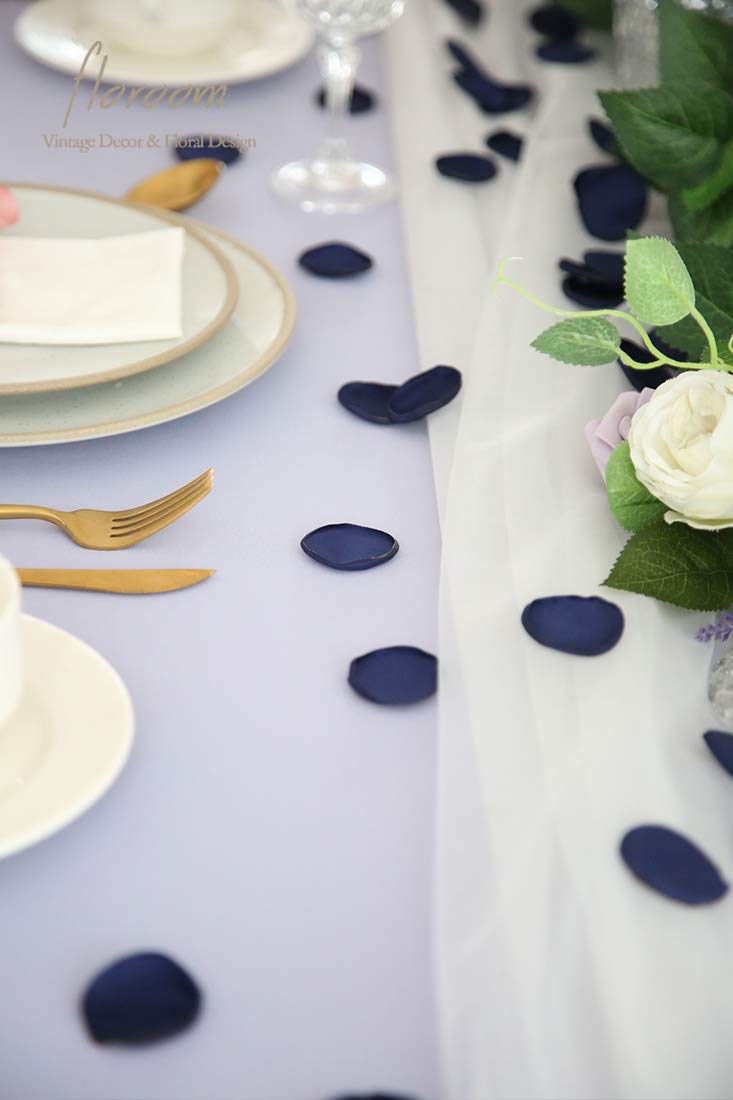 Floroom 500Pcs Silk Rose Petals Navy Blue Flower Petals For Wedding Flower Girl Basket Aisle Scatter Dinner Table Centerpieces P