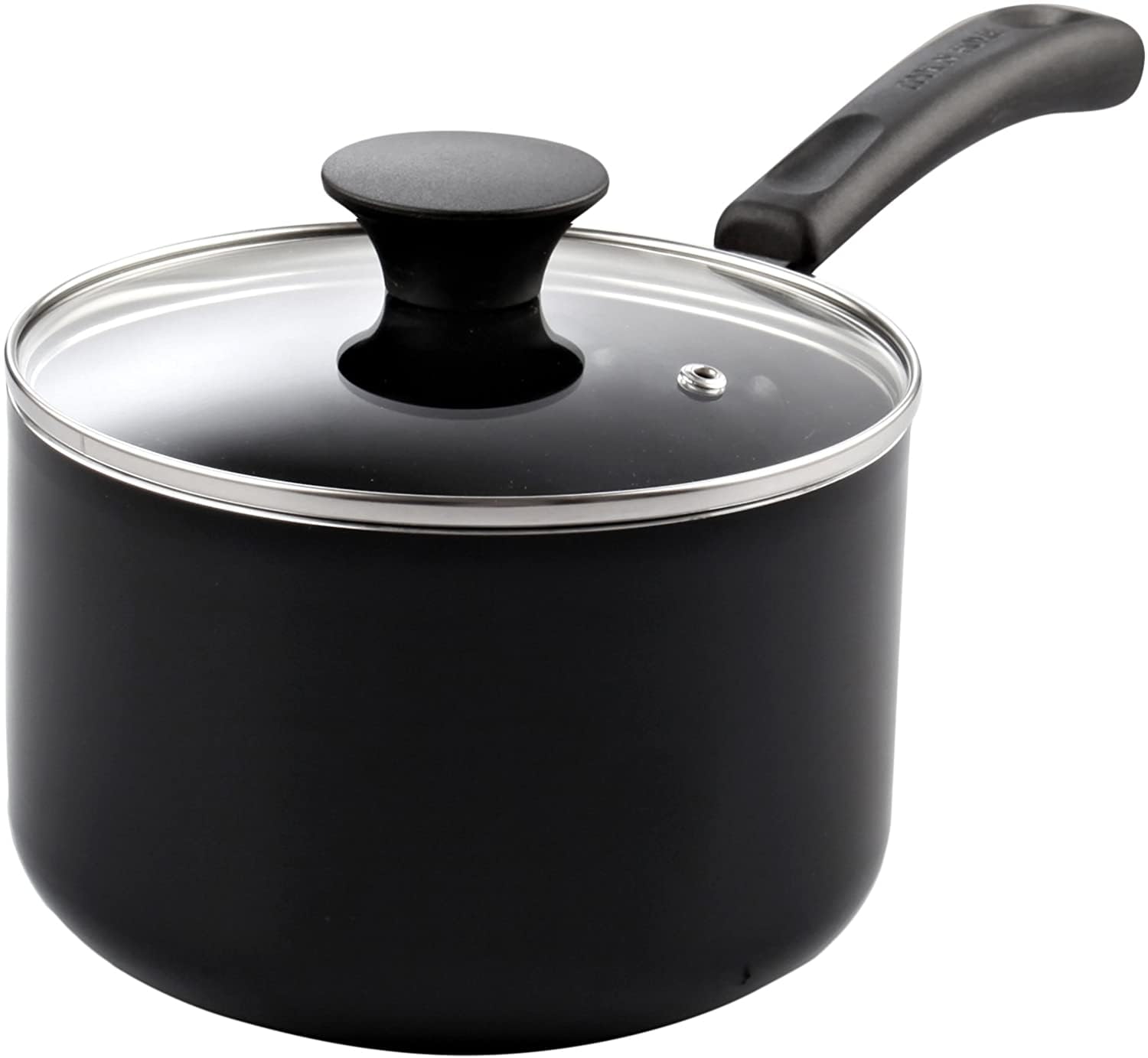Cook N Home Nonstick Sauce Pan with Glass Lid, 1-Quart Saucepan Non Stick Small Cooking Milk Aluminum Pot, Black