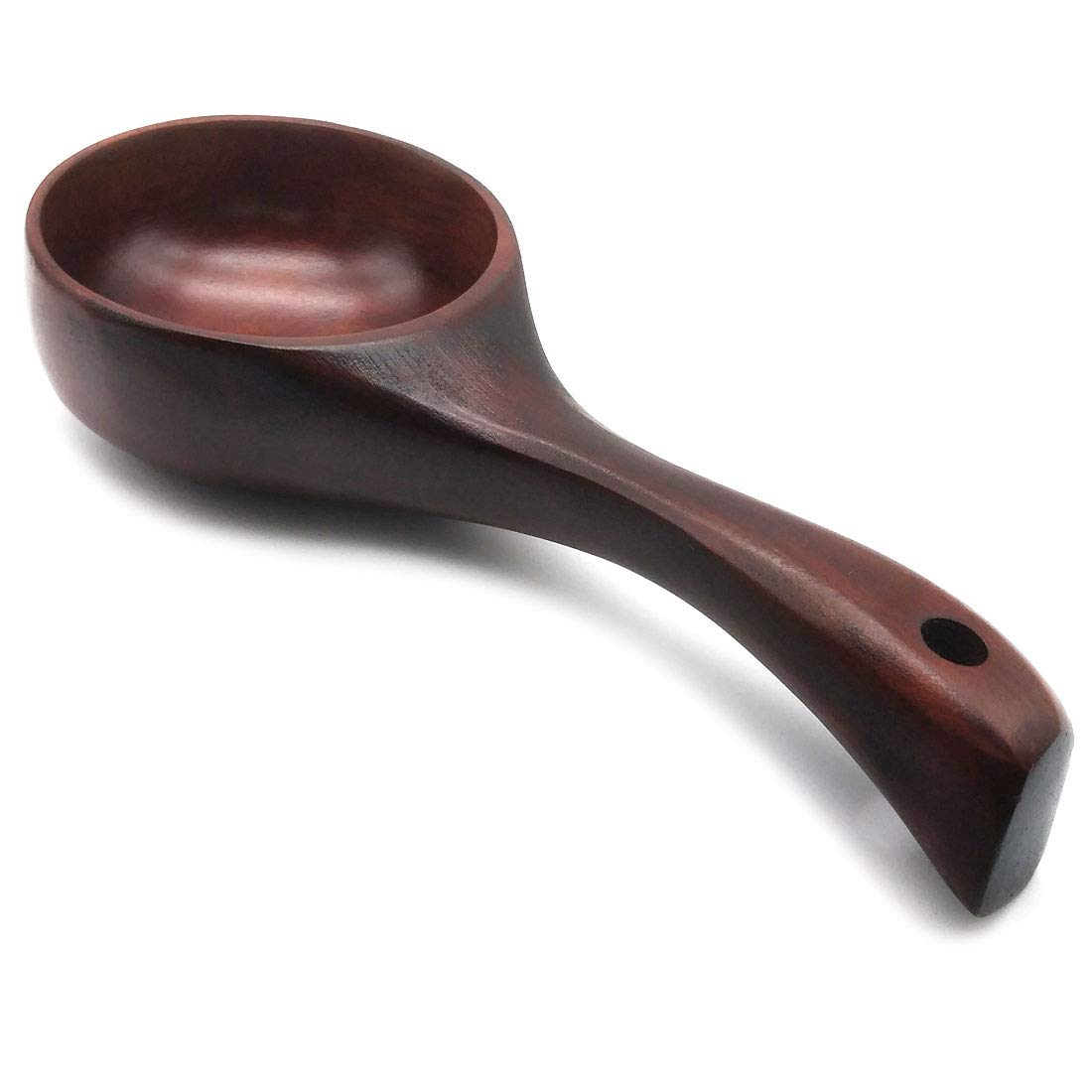 8 Inch Multipurpose Wooden Scoop Spoon Ladle With Short Handle Dark Brown Wood