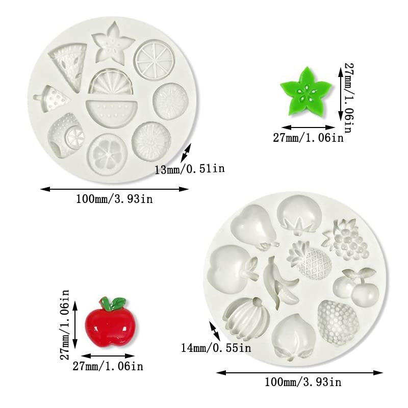 Cestony 2Pcs Mini Fruit Watermelon Banana Strawberry Lemon Kiwi Tangerine Slice Shape Silicone Molds For Diy Cake Fondant Biscui