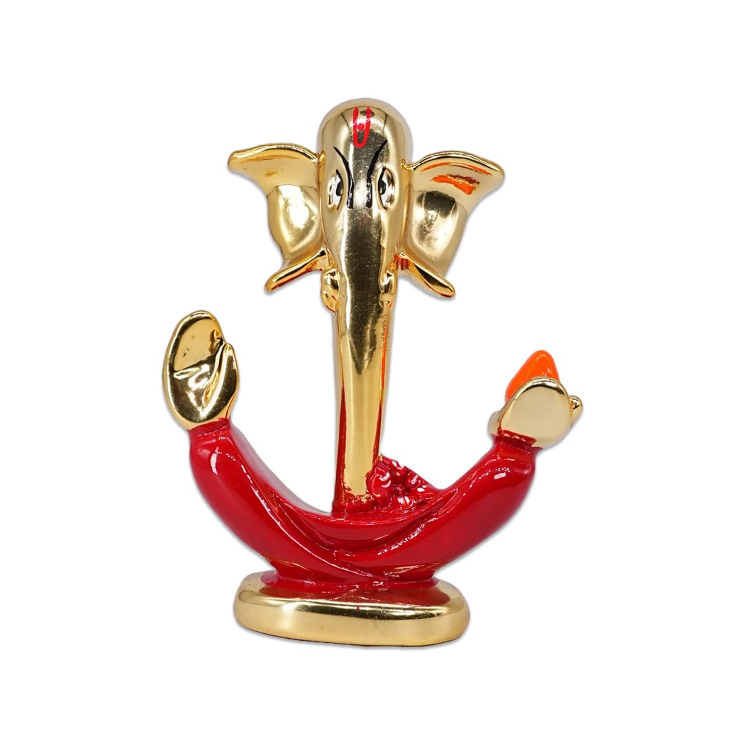Aarya24Kt Gold Plated Anchor Ganesha |Ganpati Idol For Car Dashboard, Office Desk, Home Temple & Pooja Room | Prosperity,Success