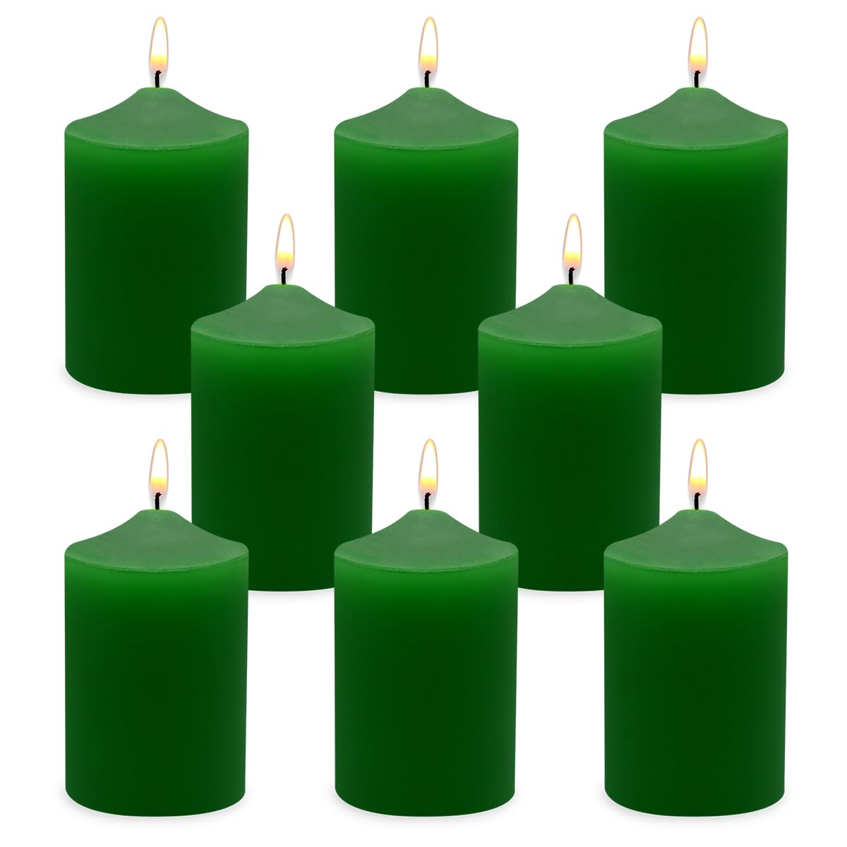 Small Green Pillar Candles, Unscented Dripless 2x3 Inch Tapered Column Candles for St. Patricks Day, Home, Party, Dinner Table,