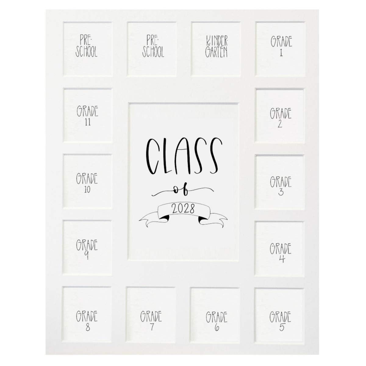 RRD Class of 2028 Photo Mat (11    x 14   ) - Photo Collage Picture Frames Mat for School Pictures - School Picture Frame Pre-K 