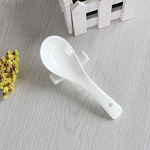 Raincart Latest Ceramic Soup And Dessert Spoon, Microwave Safe - Pack Of 6 (White),L-13 Centimeters
